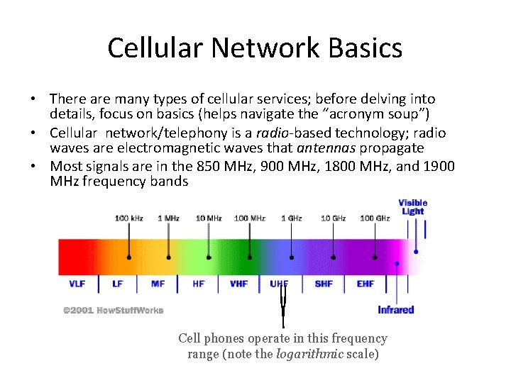 Cellular Network Basics • There are many types of cellular services; before delving into