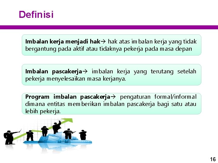 Definisi Imbalan kerja menjadi hak atas imbalan kerja yang tidak bergantung pada aktif atau