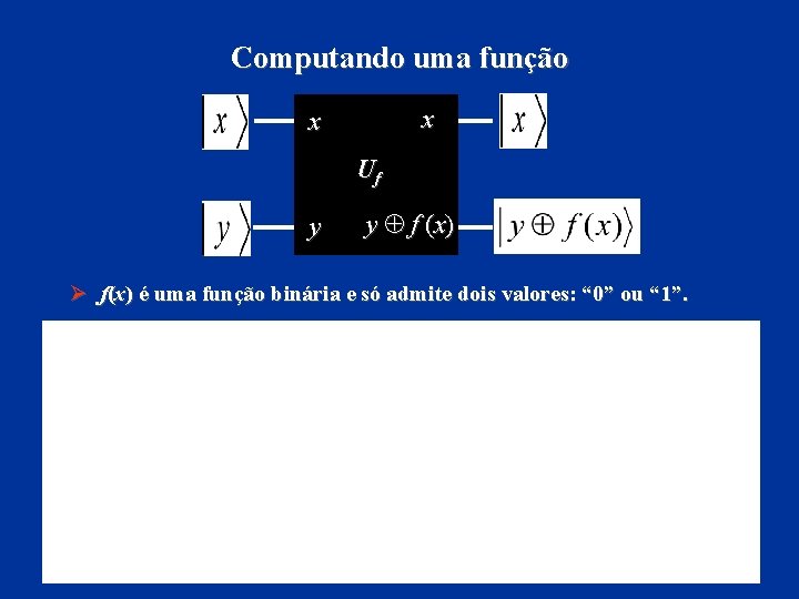 Computando uma função x x Uf y y f (x ) Ø f(x) é