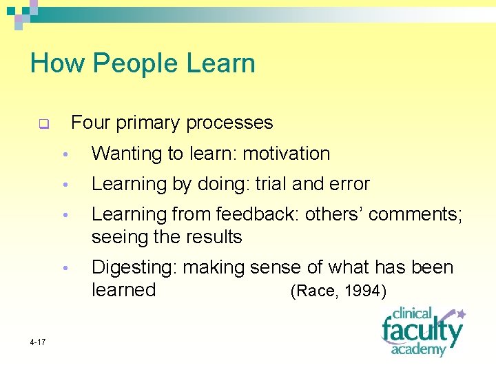 How People Learn Four primary processes q 4 -17 • Wanting to learn: motivation