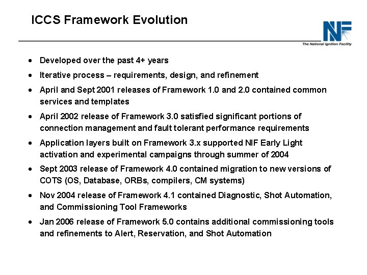 ICCS Framework Evolution · Developed over the past 4+ years · Iterative process –