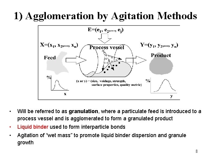 1) Agglomeration by Agitation Methods • Will be referred to as granulation, where a