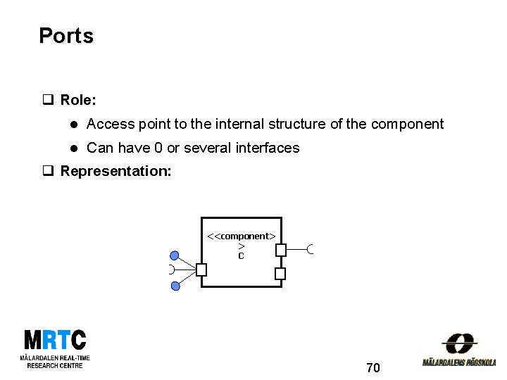 Ports q Role: l Access point to the internal structure of the component l