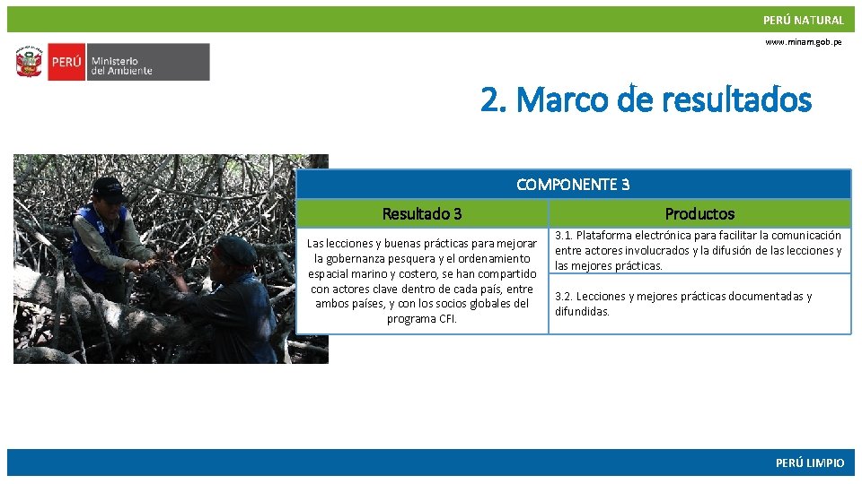 PERÚ NATURAL www. minam. gob. pe 2. Marco de resultados COMPONENTE 3 Resultado 3