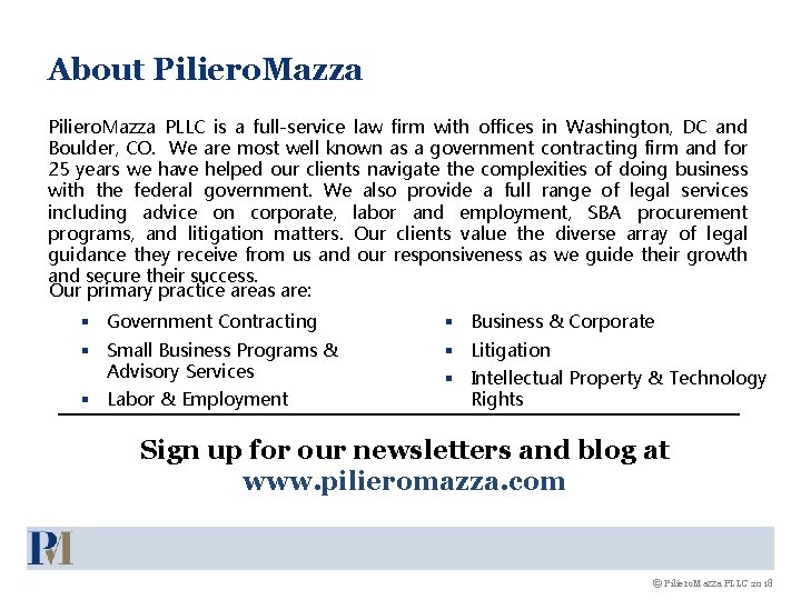 About Piliero. Mazza PLLC is a full-service law firm with offices in Washington, DC