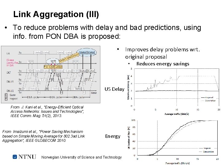 Link Aggregation (III) • To reduce problems with delay and bad predictions, using info.