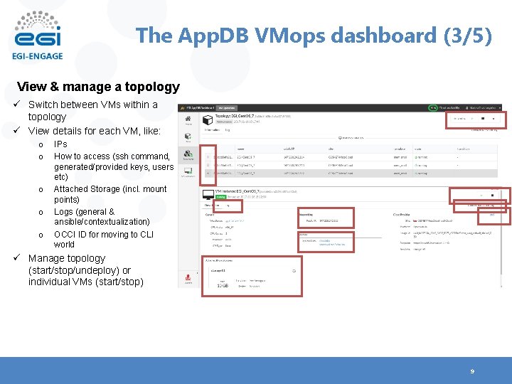 The App. DB VMops dashboard (3/5) View & manage a topology ü Switch between