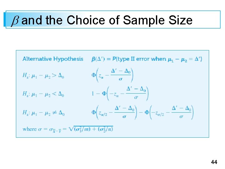  and the Choice of Sample Size 44 