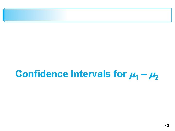 Confidence Intervals for 1 – 2 60 