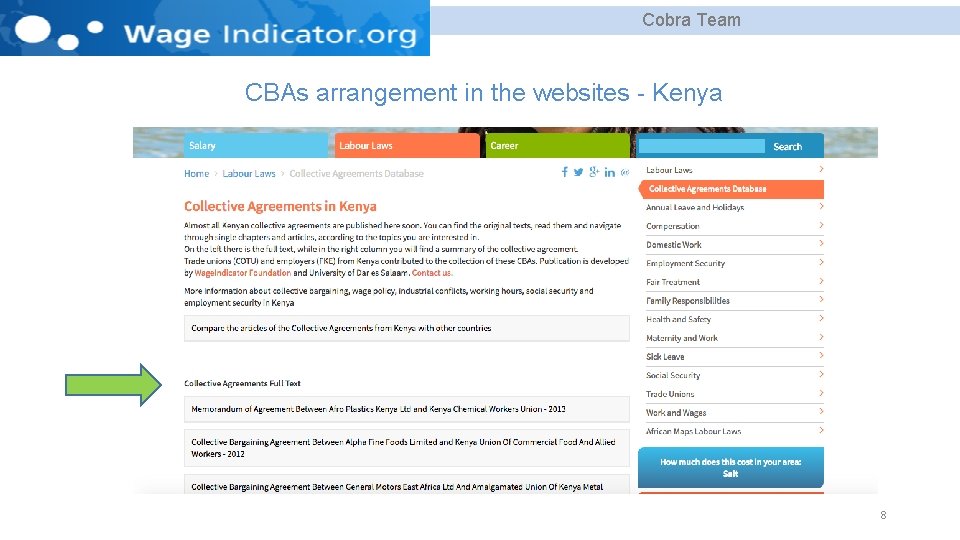 Cobra Team CBAs arrangement in the websites - Kenya 8 