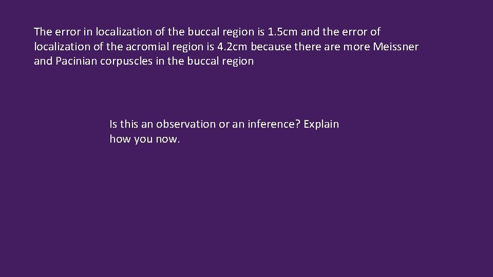 The error in localization of the buccal region is 1. 5 cm and the