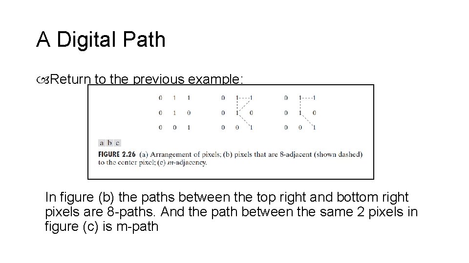 A Digital Path Return to the previous example: In figure (b) the paths between