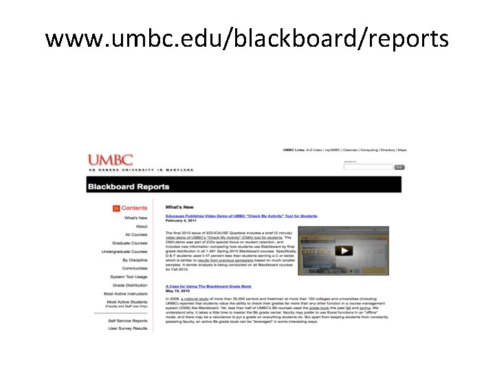 www. umbc. edu/blackboard/reports 