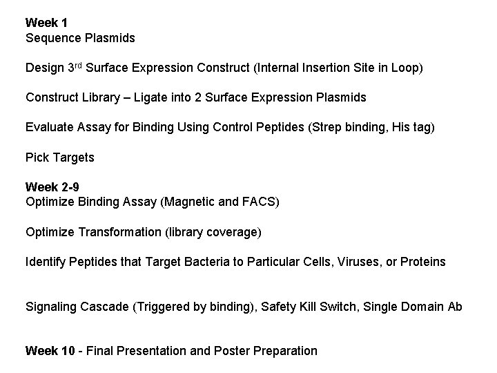 Week 1 Sequence Plasmids Design 3 rd Surface Expression Construct (Internal Insertion Site in