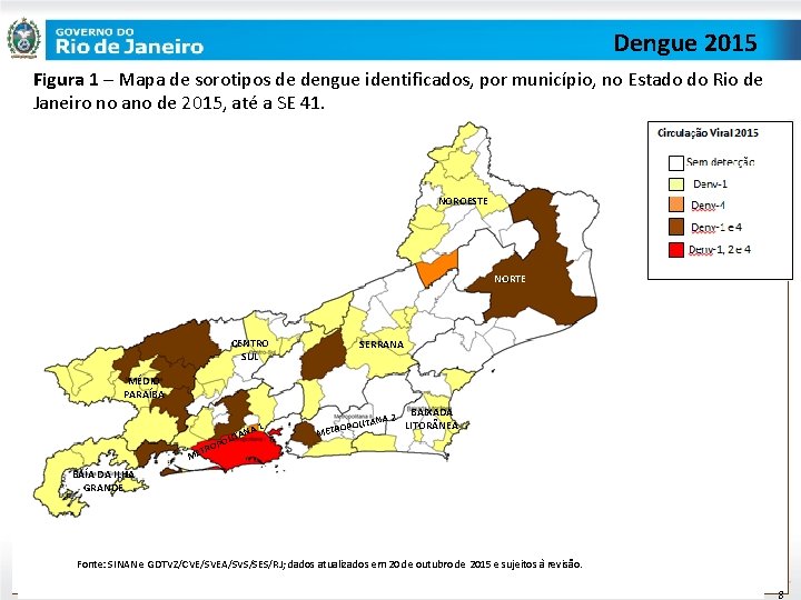 Dengue 2015 Figura 1 – Mapa de sorotipos de dengue identificados, por município, no