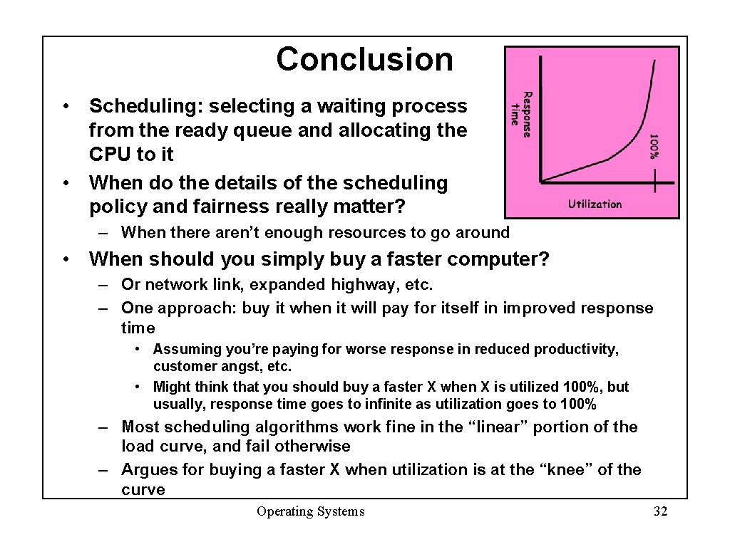 Conclusion • Scheduling: selecting a waiting process from the ready queue and allocating the