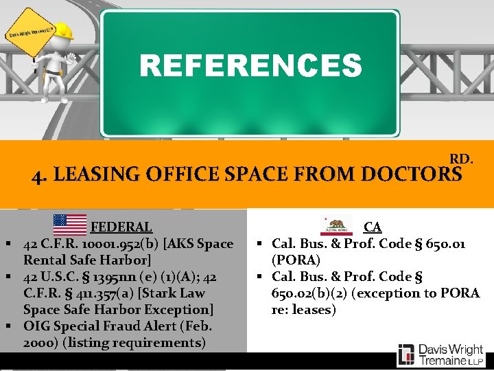 REFERENCES RD. 4. LEASING OFFICE SPACE FROM DOCTORS FEDERAL § 42 C. F. R.