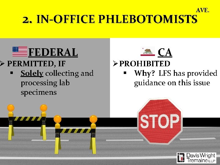 AVE. 2. IN-OFFICE PHLEBOTOMISTS FEDERAL Ø PERMITTED, IF § Solely collecting and processing lab