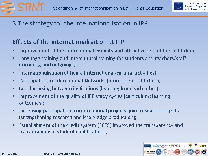 Strengthening of Internationalisation in B&H Higher Education 3. The strategy for the internationalisation in