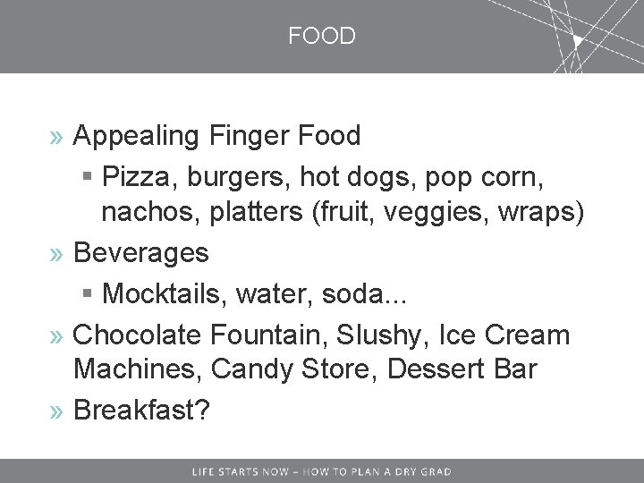 FOOD » Appealing Finger Food § Pizza, burgers, hot dogs, pop corn, nachos, platters