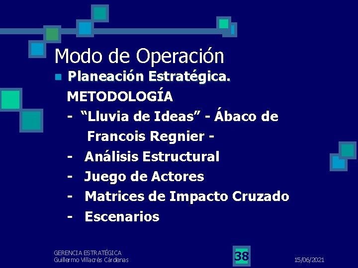 Modo de Operación n Planeación Estratégica. METODOLOGÍA - “Lluvia de Ideas” - Ábaco de