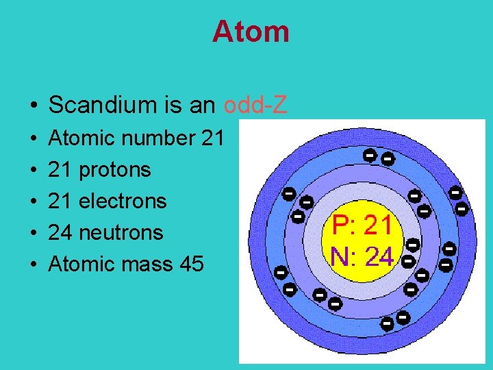 Atom • Scandium is an odd-Z • • • Atomic number 21 21 protons