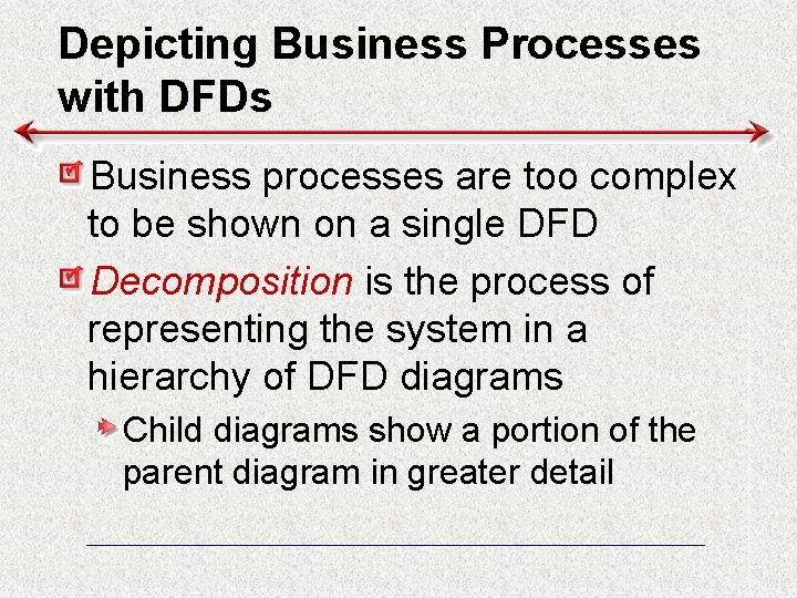 Depicting Business Processes with DFDs Business processes are too complex to be shown on