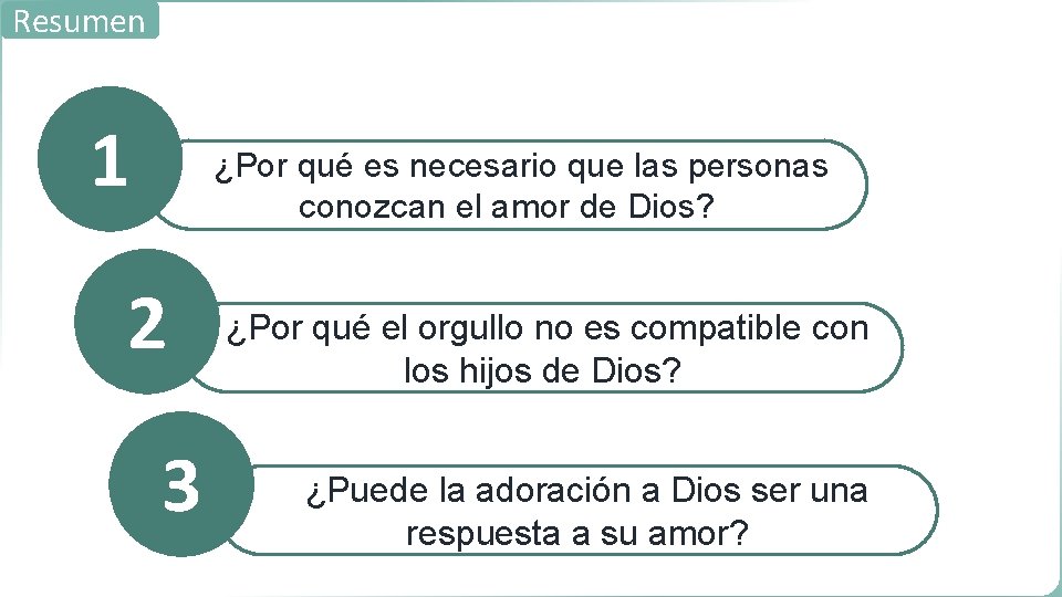 Resumen 1 ¿Por qué es necesario que las personas conozcan el amor de Dios?