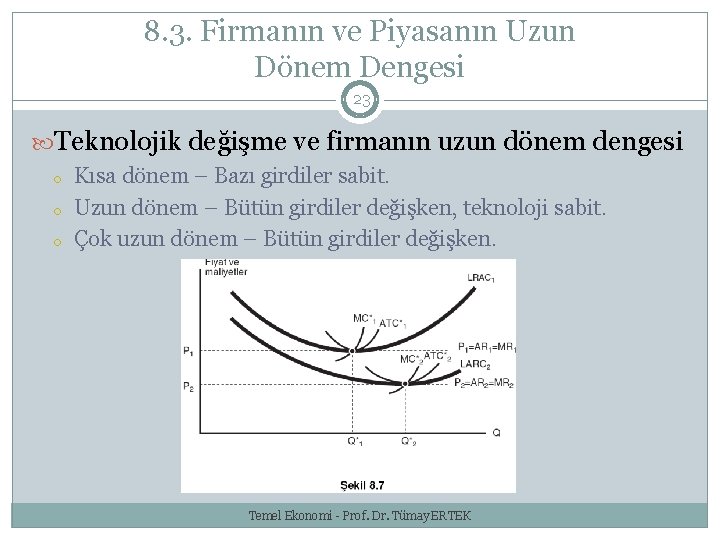 8. 3. Firmanın ve Piyasanın Uzun Dönem Dengesi 23 Teknolojik değişme ve firmanın uzun