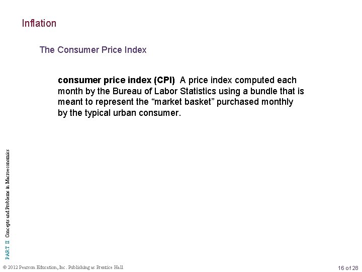 Inflation The Consumer Price Index PART II Concepts and Problems in Macroeconomics consumer price