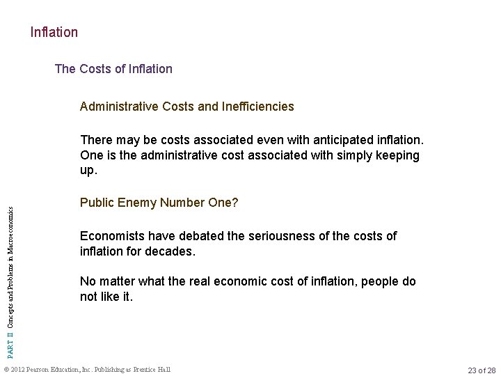 Inflation The Costs of Inflation Administrative Costs and Inefficiencies PART II Concepts and Problems
