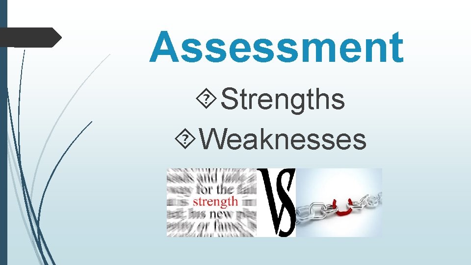 Assessment Strengths Weaknesses 
