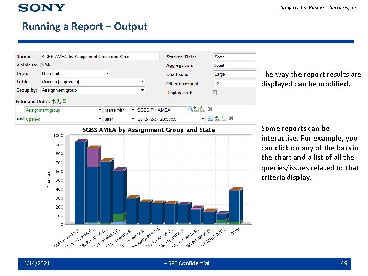 Sony Global Business Services, Inc. Running a Report – Output The way the report