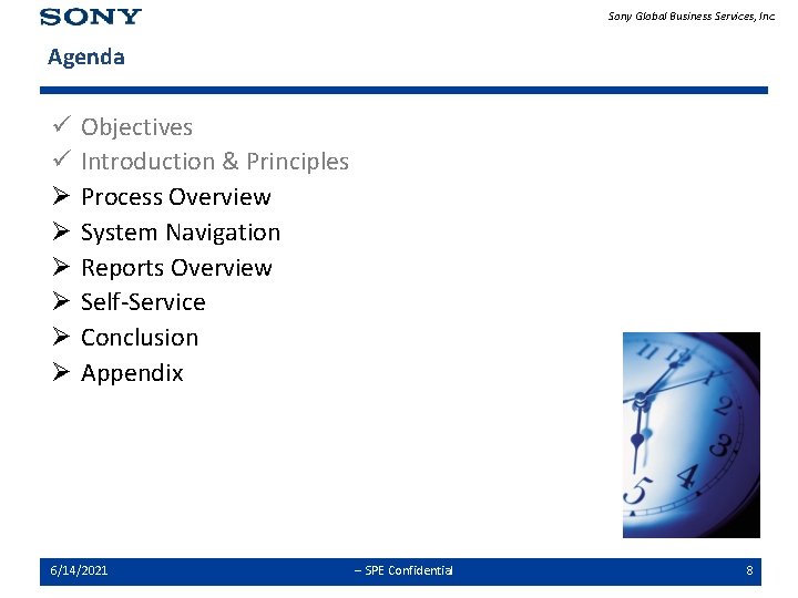 Sony Global Business Services, Inc. Agenda ü ü Ø Ø Ø Objectives Introduction &