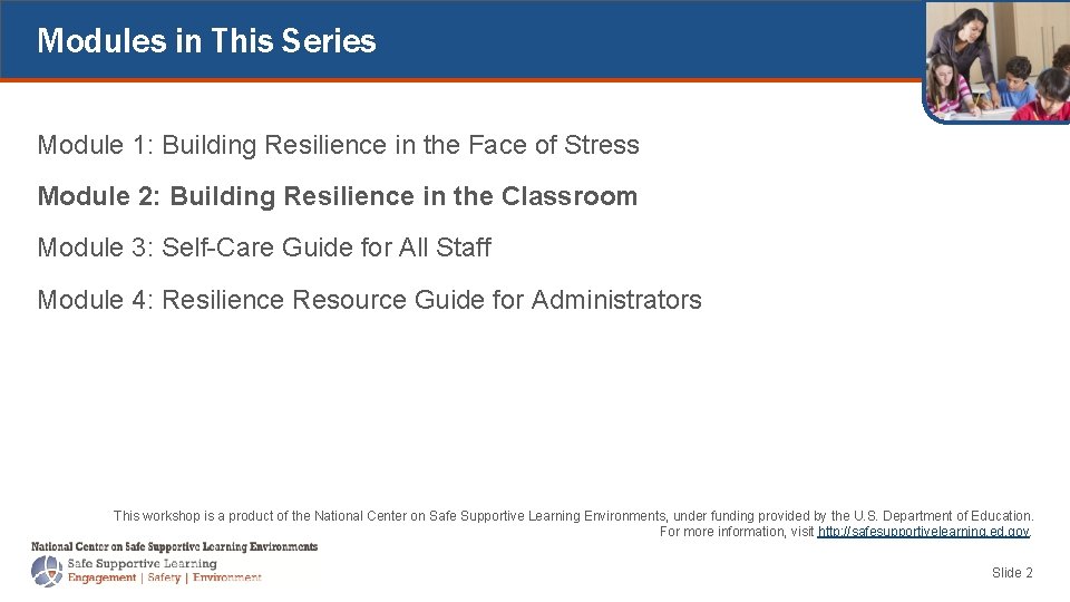 Modules in This Series Module 1: Building Resilience in the Face of Stress Module