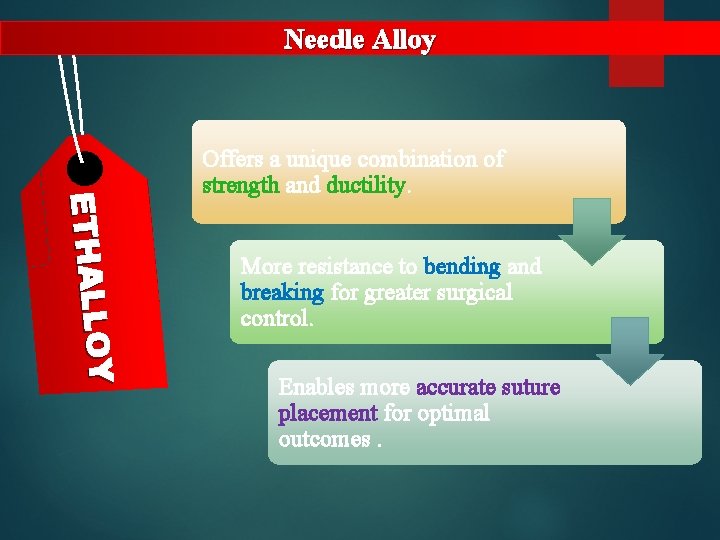 Needle Alloy Y E THA LLO Offers a unique combination of strength and ductility.
