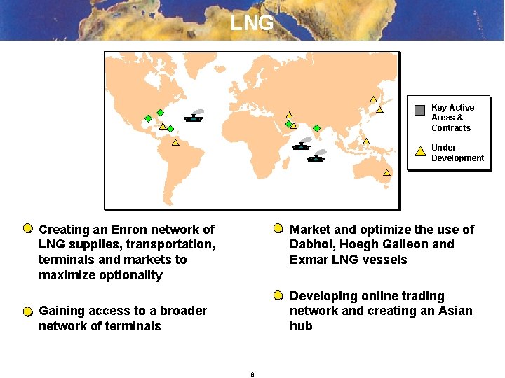 LNG Key Active Areas & Contracts Under Development Creating an Enron network of LNG