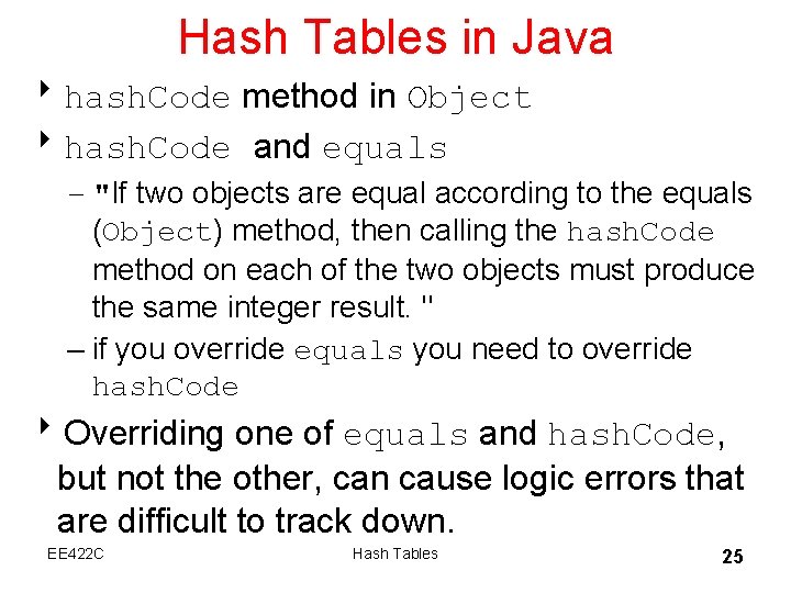 Hash Tables in Java 8 hash. Code method in Object 8 hash. Code and