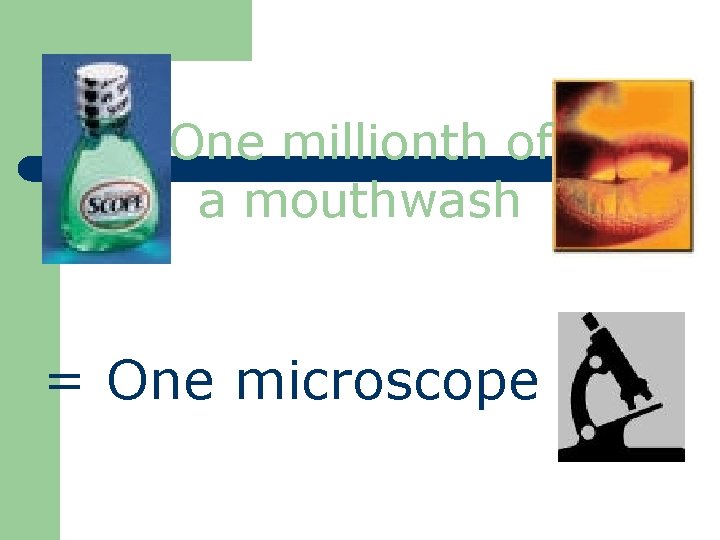One millionth of a mouthwash = One microscope 
