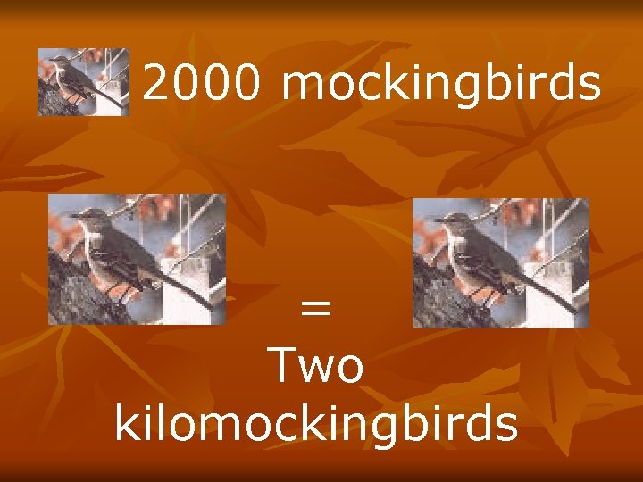 2000 mockingbirds = Two kilomockingbirds 