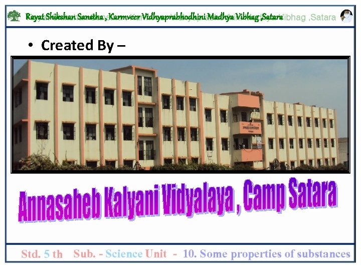 Rayat Shikshan Sanstha , Karmveer Vidhyaprabhodhini Madhya Vibhag , Satara • Created By –