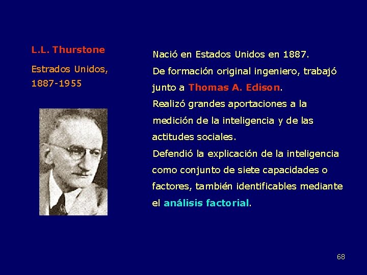 L. L. Thurstone Nació en Estados Unidos en 1887. Estrados Unidos, De formación original