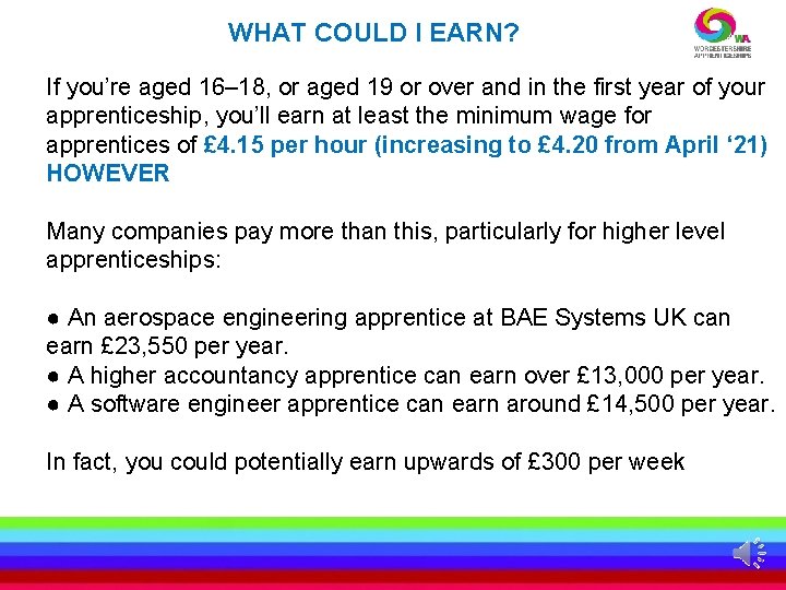 WHAT COULD I EARN? If you’re aged 16– 18, or aged 19 or over