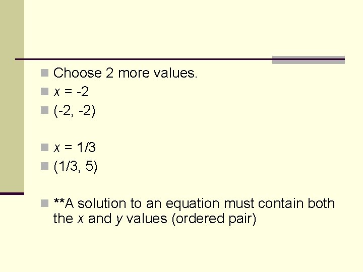 n Choose 2 more values. n x = -2 n (-2, -2) n x