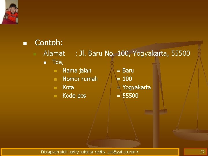 n Contoh: n Alamat n : Jl. Baru No. 100, Yogyakarta, 55500 Tda, n n Contoh: n Alamat n : Jl. Baru No. 100, Yogyakarta, 55500 Tda, n