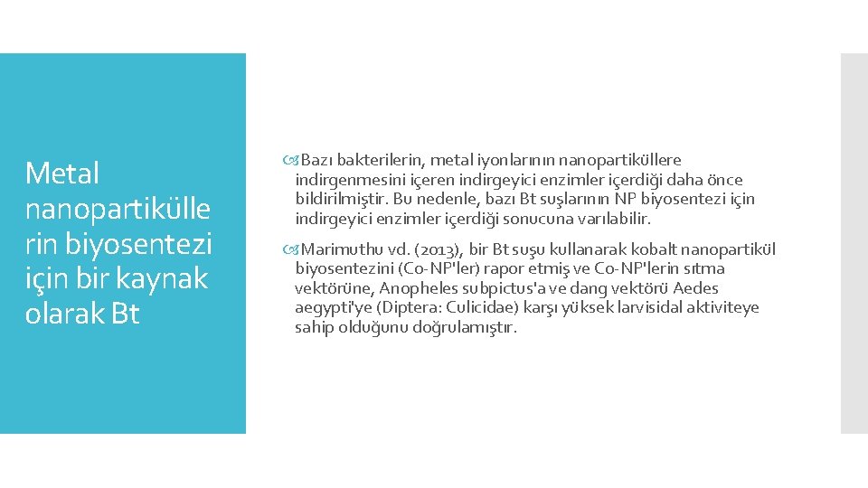 Metal nanopartikülle rin biyosentezi için bir kaynak olarak Bt Bazı bakterilerin, metal iyonlarının nanopartiküllere