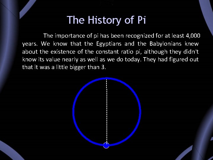 The History of Pi The importance of pi has been recognized for at least The History of Pi The importance of pi has been recognized for at least