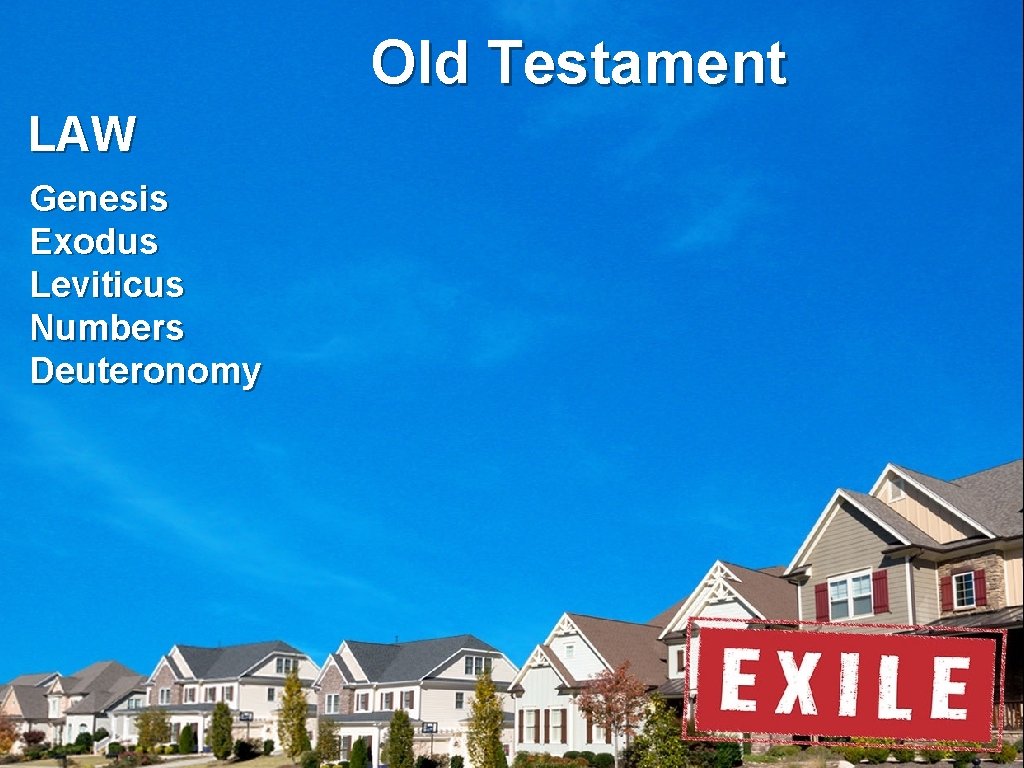 Old Testament LAW Genesis Exodus Leviticus Numbers Deuteronomy 