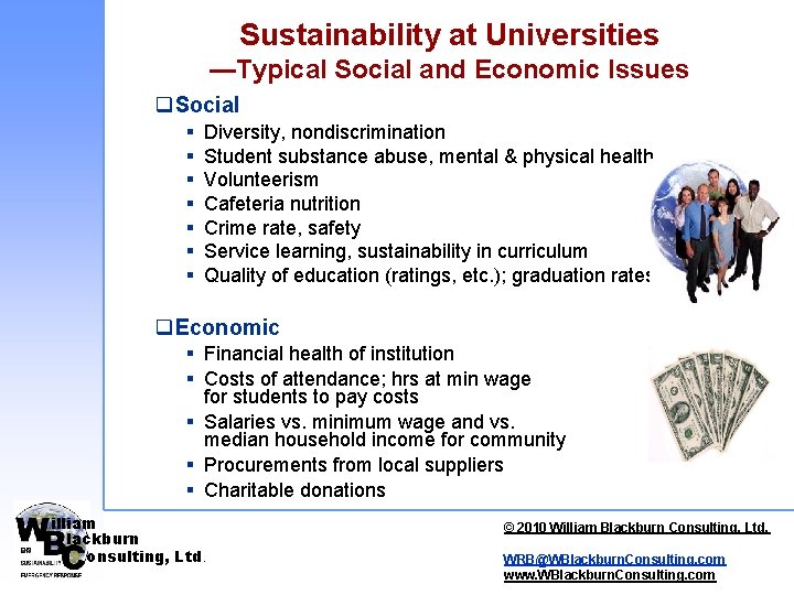 Sustainability at Universities —Typical Social and Economic Issues q. Social § § § § Sustainability at Universities —Typical Social and Economic Issues q. Social § § § §