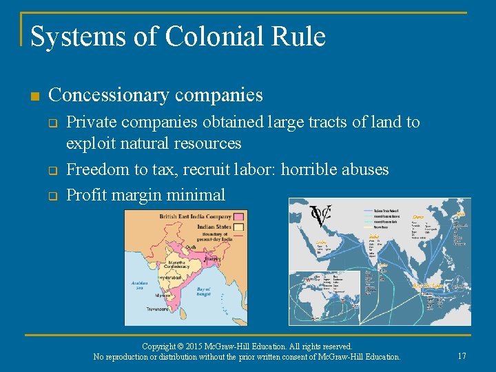Systems of Colonial Rule n Concessionary companies q q q Private companies obtained large